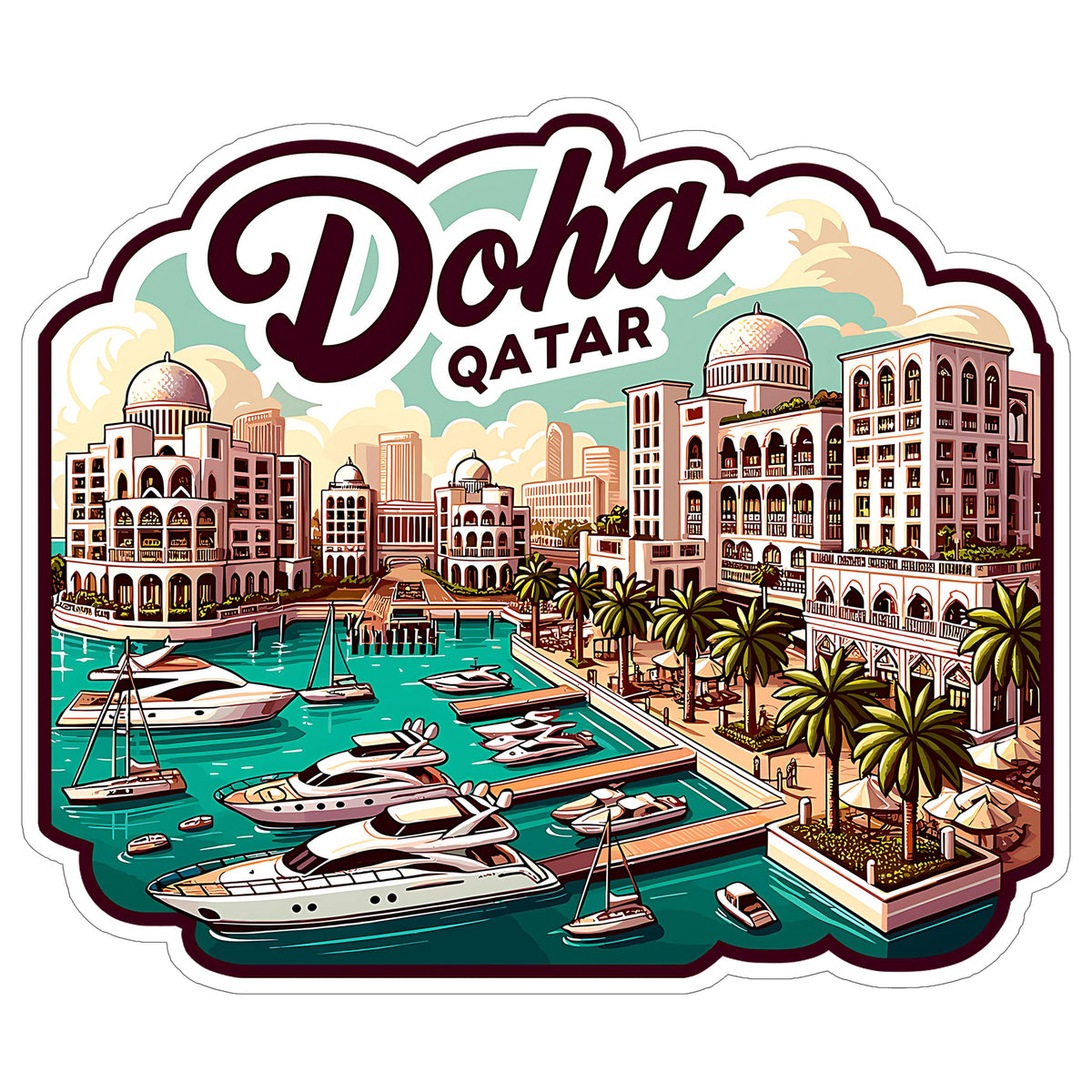 Doha Qatar Sticker 4 Inch — Waterproof Vinyl Decal City Travel Souvenir