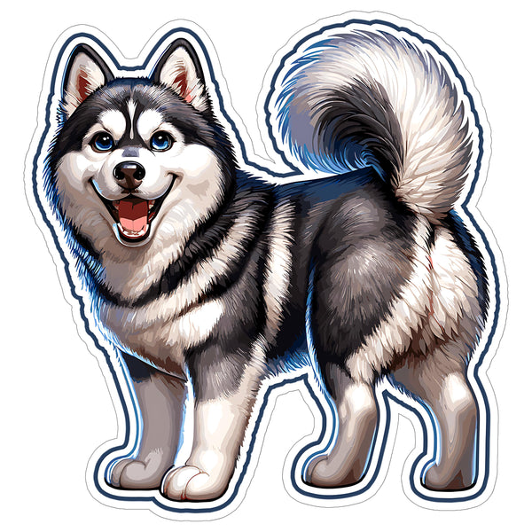 Husky Sticker 4 Inch — Waterproof Vinyl Decal Siberian Husky Blue Eyes Working