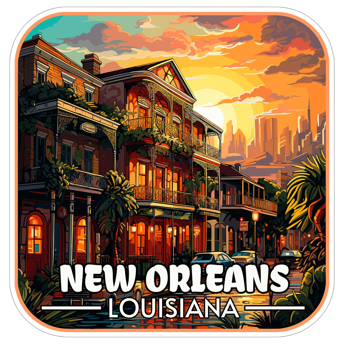 New Orleans Louisiana Sticker 4 Inch — Waterproof Vinyl Decal City Travel Souvenir