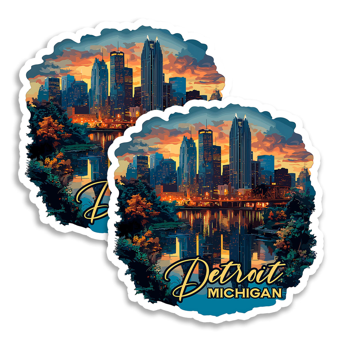 Detroit Michigan Magnet 2-Pack — 4