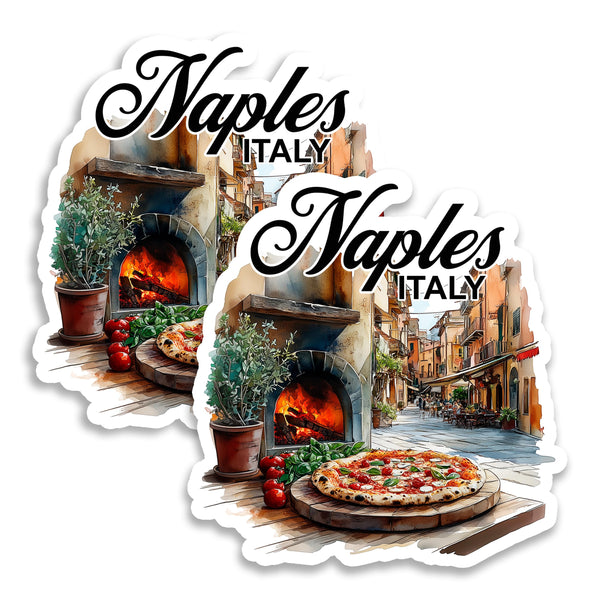 Naples Italy Magnet 4 Inch 2-Pack Pizza Birthplace – Strong Vinyl Decorative Travel Magnets for Fridge Locker Kitchen Office – Cute Fun Aesthetic Cool Durable & Long-Lasting Souvenir ID44999