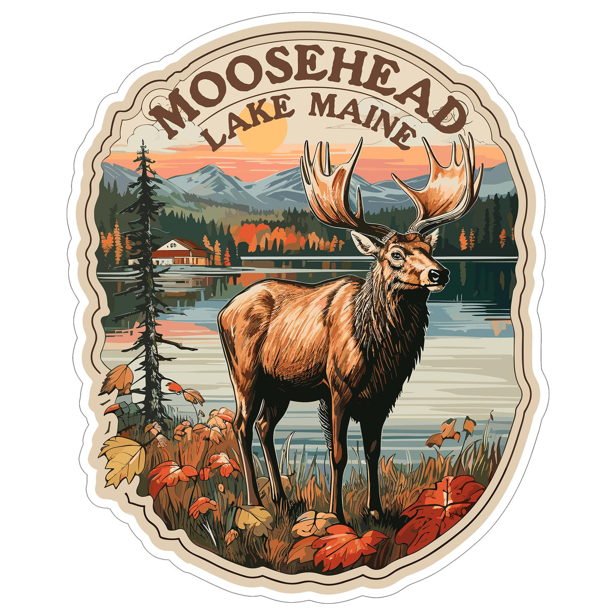 Moosehead Lake Maine Sticker 4 Inch — Waterproof Vinyl Decal Northern Maine Travel
