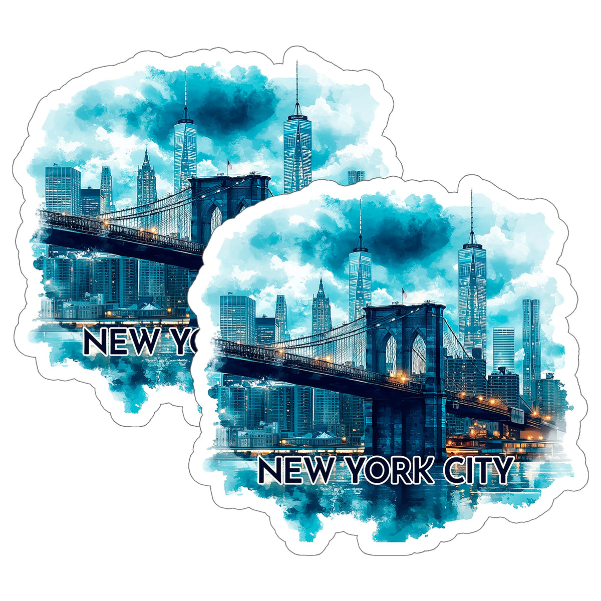 New York City New York Sticker 4 Inch 2-Pack - Waterproof Vinyl Decal for Laptop Water Bottle Car Tumbler - Durable Aesthetic Long-Lasting Stickers for Adults ID45039