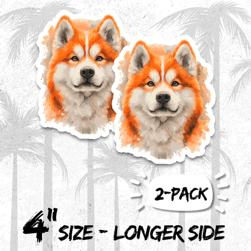 Akita 4 inch vinyl fridge magnet 2-pack, japanese loyal dog design, durable kitchen office locker decor