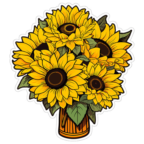 Sunflower Sticker 4 Inch — Waterproof Vinyl Decal Helianthus Botanical Bloom
