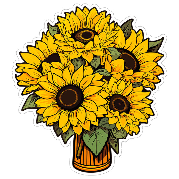Sunflower Sticker 4 Inch — Waterproof Vinyl Decal Helianthus Botanical Bloom