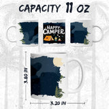 Happy Camper Mug 11oz — White Ceramic Outdoor Adventure Coffee Mug 2