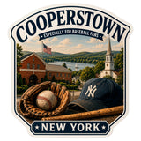 Cooperstown (especially For Baseball Fans) New York Sticker 4 Inch — Waterproof Vinyl Decal 1
