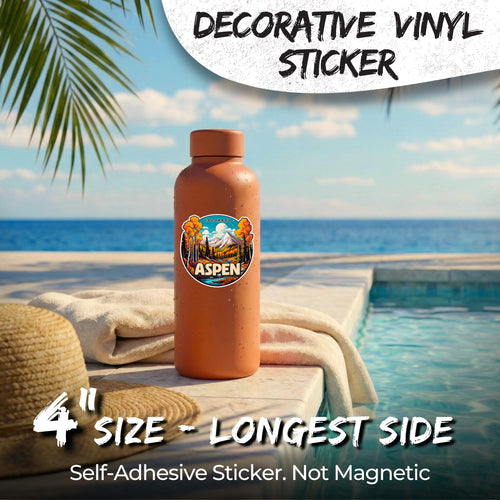 Aspen Colorado Sticker 4 Inch Travel Souvenir City Destination - Waterproof Vinyl Decal for Laptop Water Bottle Car Tumbler - Durable Aesthetic Long-Lasting Stickers for Adults ID44990