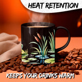 Frog Mug 11oz — Black Ceramic Green Amphibian Coffee Mug 3