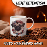 Pug Mug 11oz — White Ceramic Cute Wrinkled Pup Coffee Mug 3