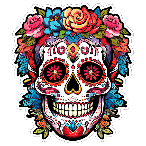Sugar Skull Sticker 4 Inch — Waterproof Vinyl Decal Calavera Dia de Muertos