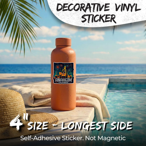 Anaheim California Sticker 4 Inch Travel Souvenir City Destination - Waterproof Vinyl Decal for Laptop Water Bottle Car Tumbler - Durable Aesthetic Long-Lasting Stickers for Adults ID44990