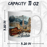 Austria Coffee Mug 11oz — White Ceramic Alpine Heritage Mug 2