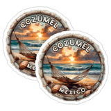 Cozumel Mexico Sticker 4 Inch 2-Pack Beach Island - Waterproof Vinyl Decal for Laptop Water Bottle Car Tumbler - Durable Funny Aesthetic Long-Lasting Stickers for Adults ID45039 1