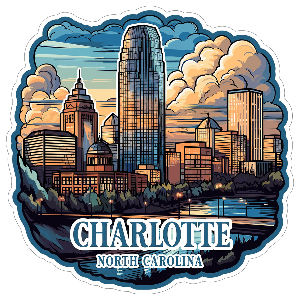 Charlotte North Carolina Sticker 4 Inch — Waterproof Vinyl Decal Travel Souvenir