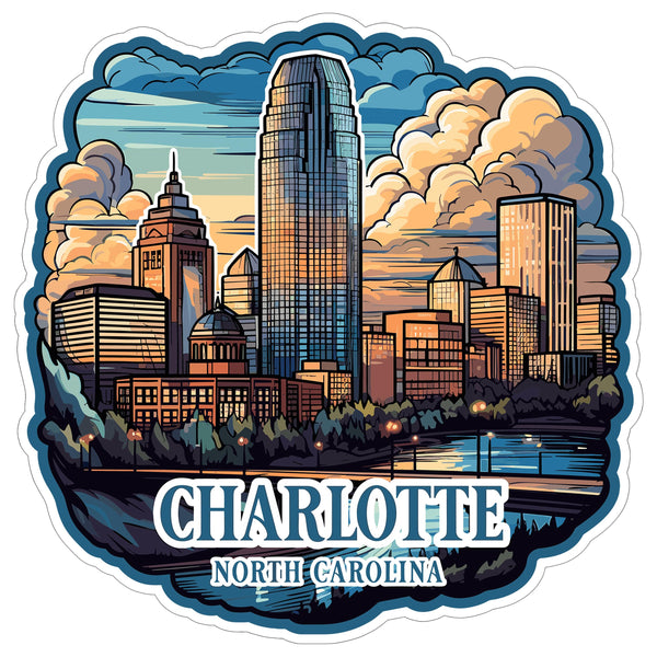 Charlotte North Carolina Sticker 4 Inch Travel Souvenir City Destination - Waterproof Vinyl Decal for Laptop Water Bottle Car Tumbler - Durable Aesthetic Long-Lasting Stickers for Adults ID44990