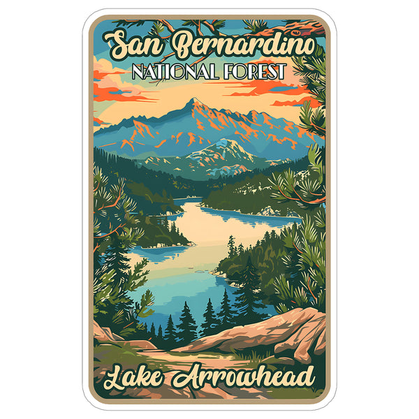 Lake Arrowhead San Bernardino National Forest Sticker 4 Inch Waterfront - Waterproof Vinyl Decal for Laptop Water Bottle Car Tumbler - Durable Aesthetic Long-Lasting Stickers for Adults ID44990