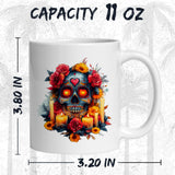 Sugar Skull Mug 11oz — Ceramic Dia De Los Muertos Calavera Coffee Mug 2