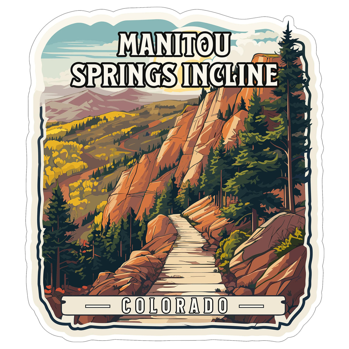 Manitou Springs Incline Colorado Sticker 4 Inch — Waterproof Vinyl Decal City Travel Souvenir