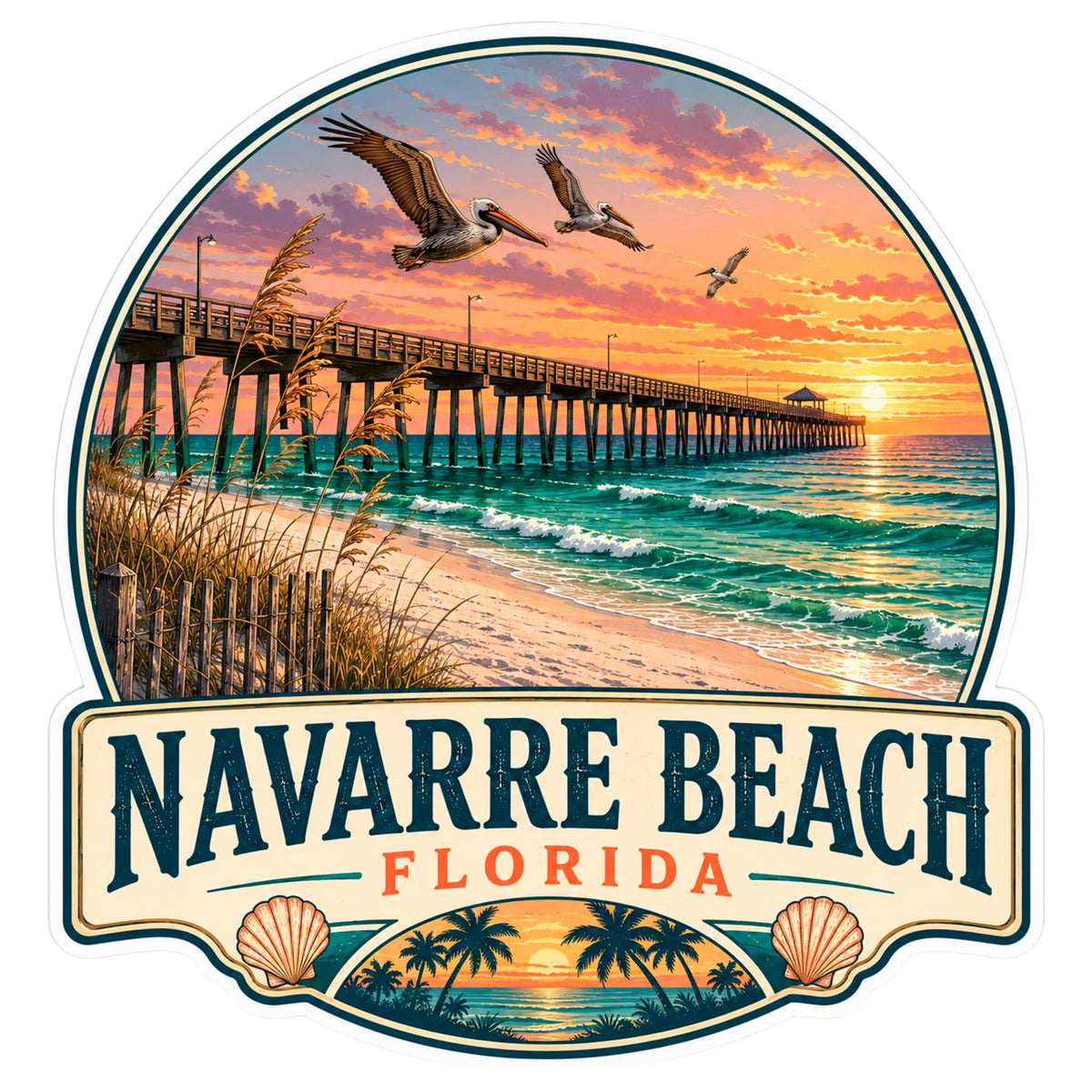 Navarre Beach Florida Sticker 4 Inch — Waterproof Vinyl Decal