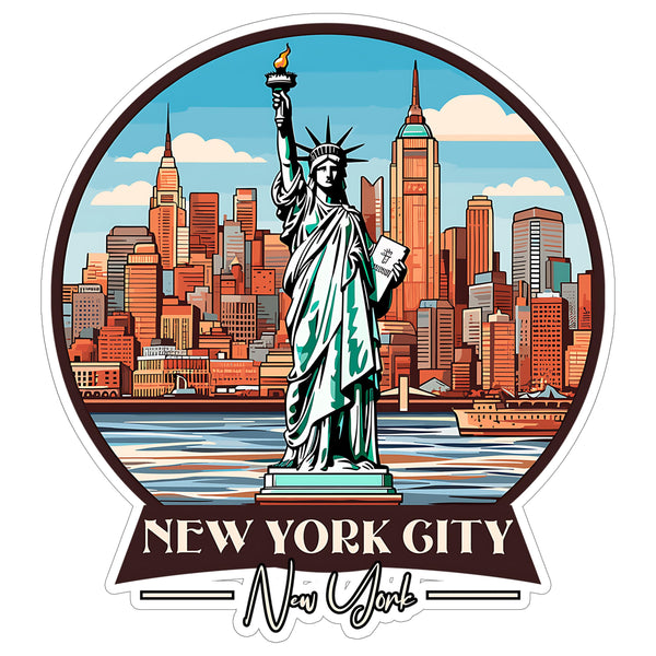 New York City New York Sticker 4 Inch Travel Souvenir Destination - Waterproof Vinyl Decal for Laptop Water Bottle Car Tumbler - Durable Aesthetic Long-Lasting Stickers for Adults ID44990