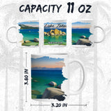 Lake Tahoe Nevada Coffee Mug 11oz — White Ceramic Big Blue Mug 2
