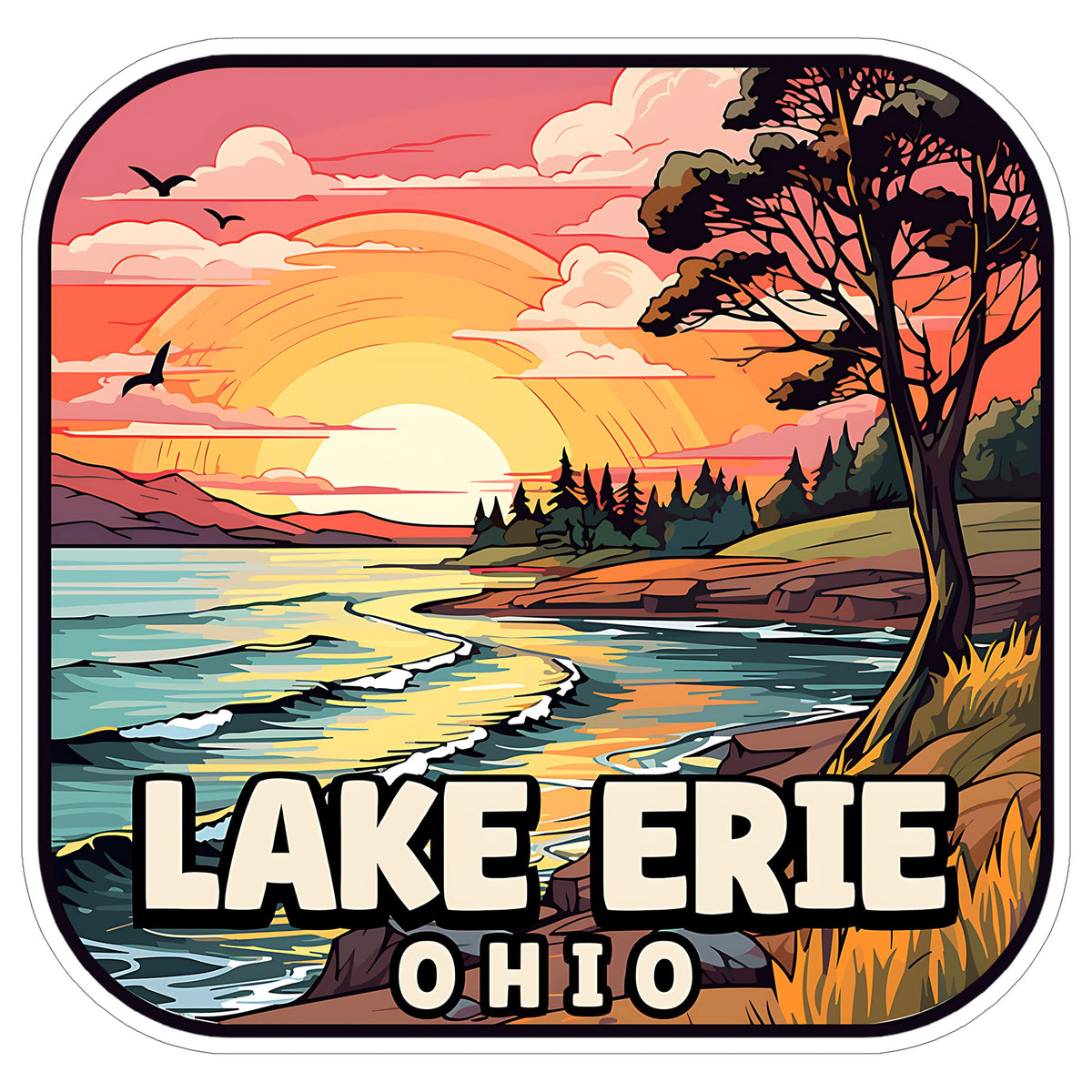 Lake Erie Ohio Sticker 4 Inch — Waterproof Vinyl Decal Waterfront Wilderness