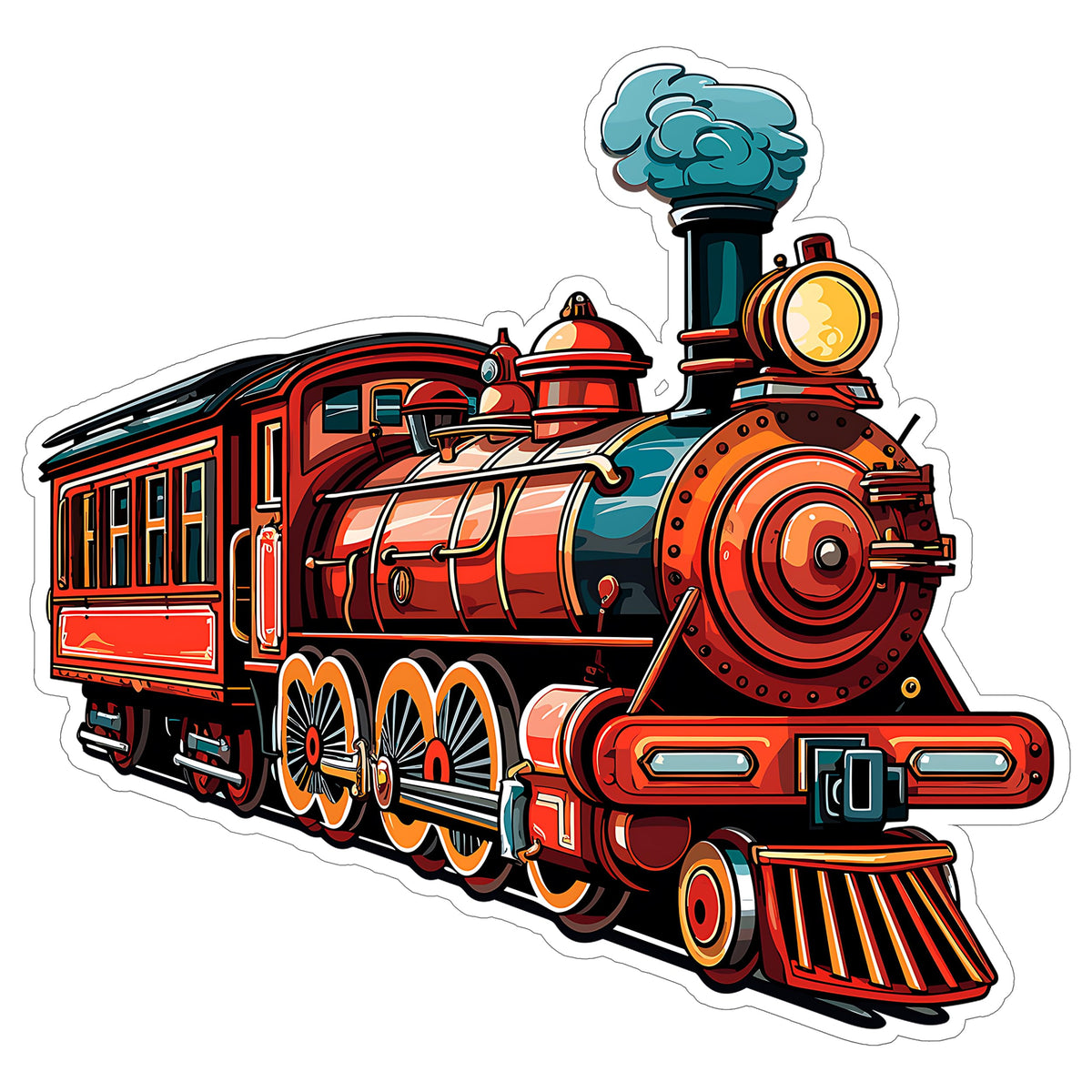 Vintage Train Sticker 4 Inch — Waterproof Vinyl Decal Retro Locomotive Railway Railroad
