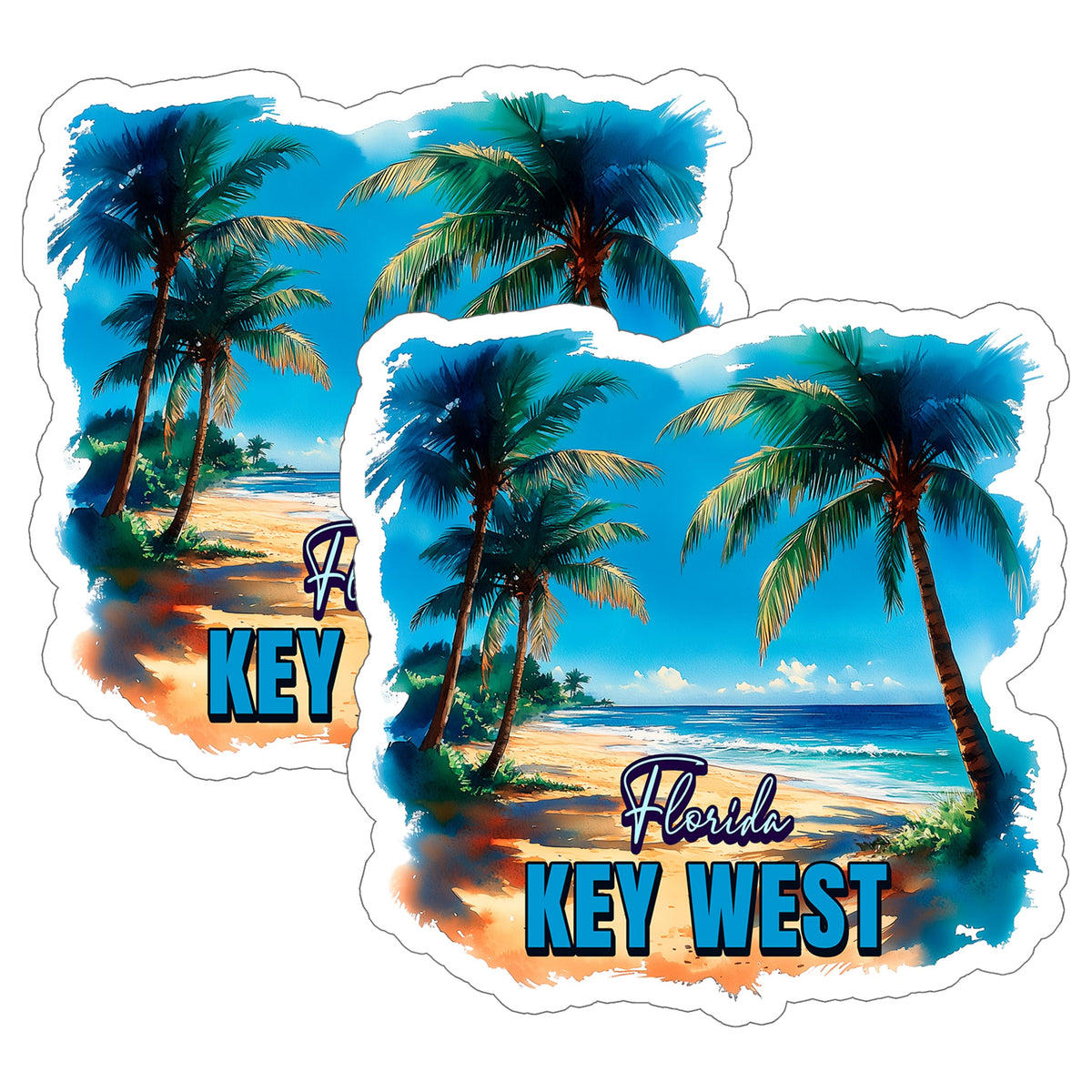 Key West Florida Sticker 4 Inch 2-Pack - Waterproof Vinyl Decal for Laptop Water Bottle Car Tumbler - Durable Aesthetic Long-Lasting Stickers for Adults ID45039