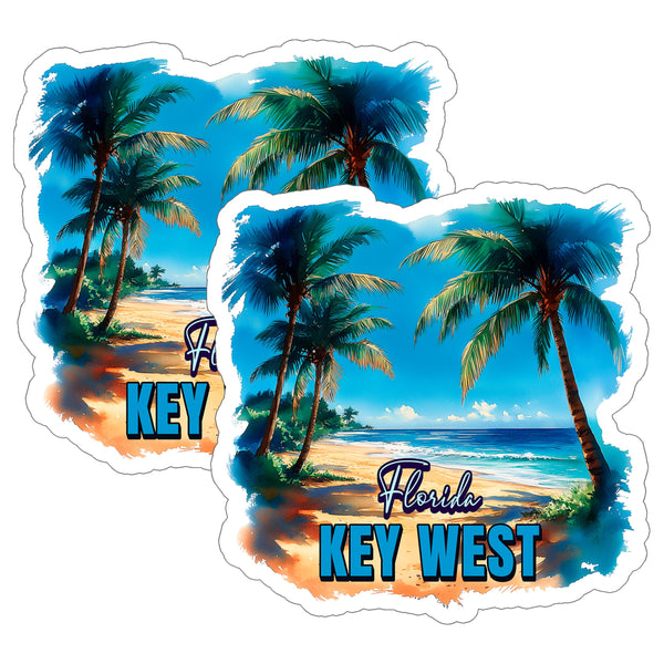 Key West Florida Sticker 4 Inch 2-Pack - Waterproof Vinyl Decal for Laptop Water Bottle Car Tumbler - Durable Aesthetic Long-Lasting Stickers for Adults ID45039