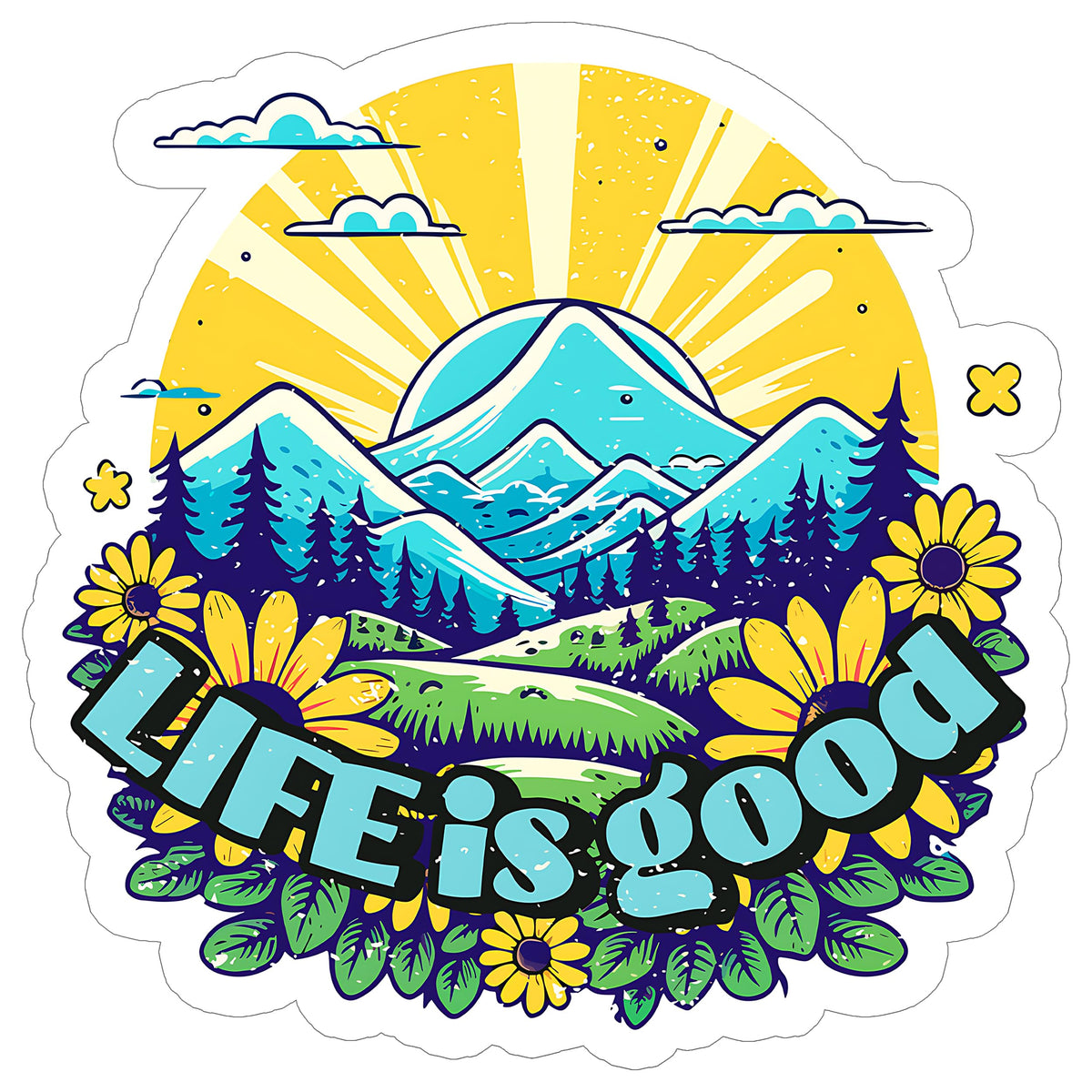 Life is Good Sticker 4 Inch — Waterproof Vinyl Decal Positive Motivational Happy