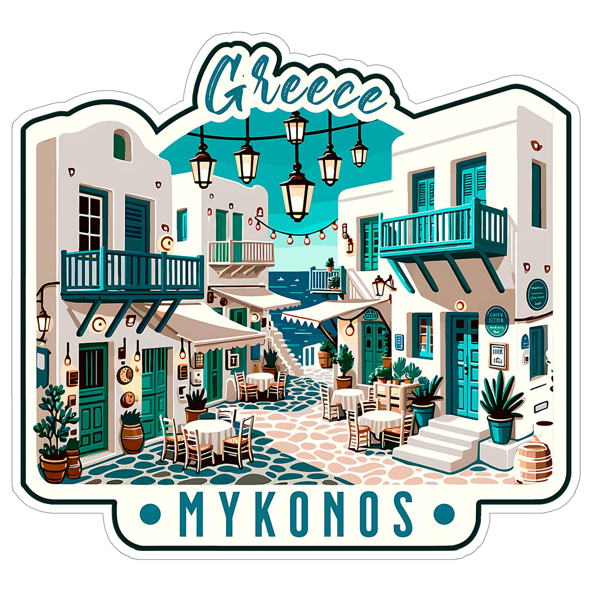 Mykonos Greece Sticker 4 Inch — Waterproof Vinyl Decal City Travel Souvenir
