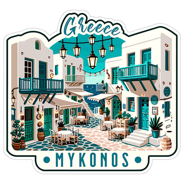 Mykonos Greece Sticker 4 Inch — Waterproof Vinyl Decal City Travel Souvenir