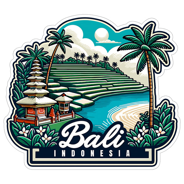 Bali Indonesia Sticker 4 Inch City Travel Souvenir Destination - Waterproof Vinyl Decal for Laptop Water Bottle Car Tumbler - Durable Aesthetic Long-Lasting Stickers for Adults ID44990