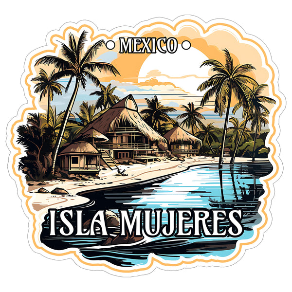 Isla Mujeres Mexico Sticker 4 Inch City Travel Souvenir Destination - Waterproof Vinyl Decal for Laptop Water Bottle Car Tumbler - Durable Aesthetic Long-Lasting Stickers for Adults ID44990