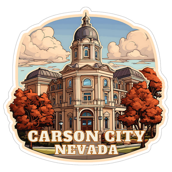 Carson City Nevada Sticker 4 Inch Travel Souvenir Destination - Waterproof Vinyl Decal for Laptop Water Bottle Car Tumbler - Durable Aesthetic Long-Lasting Stickers for Adults ID44990