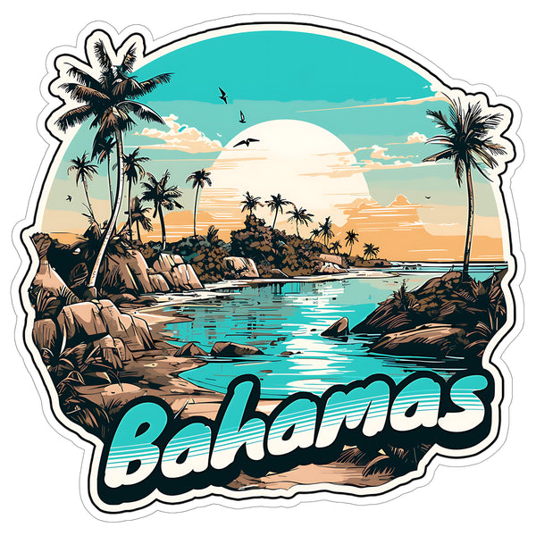 Bahamas Sticker 4 Inch City Travel Souvenir Destination - Waterproof Vinyl Decal for Laptop Water Bottle Car Tumbler - Durable Aesthetic Long-Lasting Stickers for Adults ID44990
