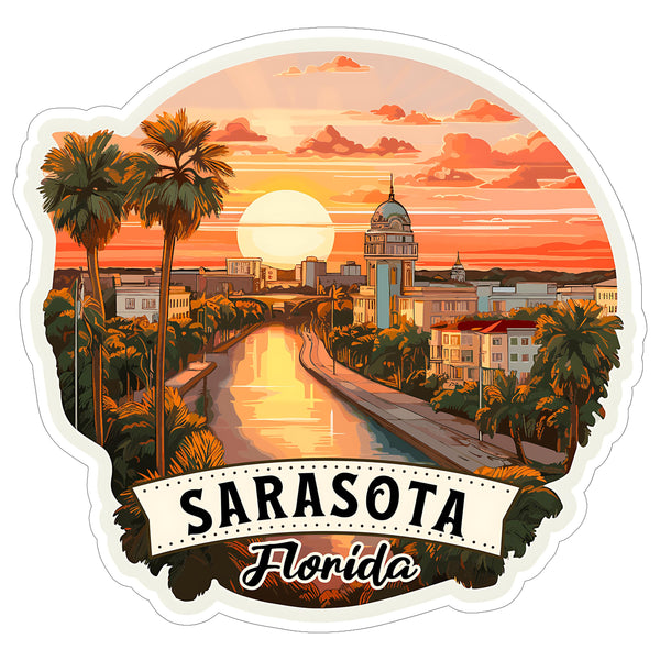 Sarasota Florida Sticker 4 Inch — Waterproof Vinyl Decal City Travel Souvenir
