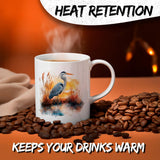 Heron Coffee Mug 11oz — White Ceramic Wader Longleg Wildlife Mug 3