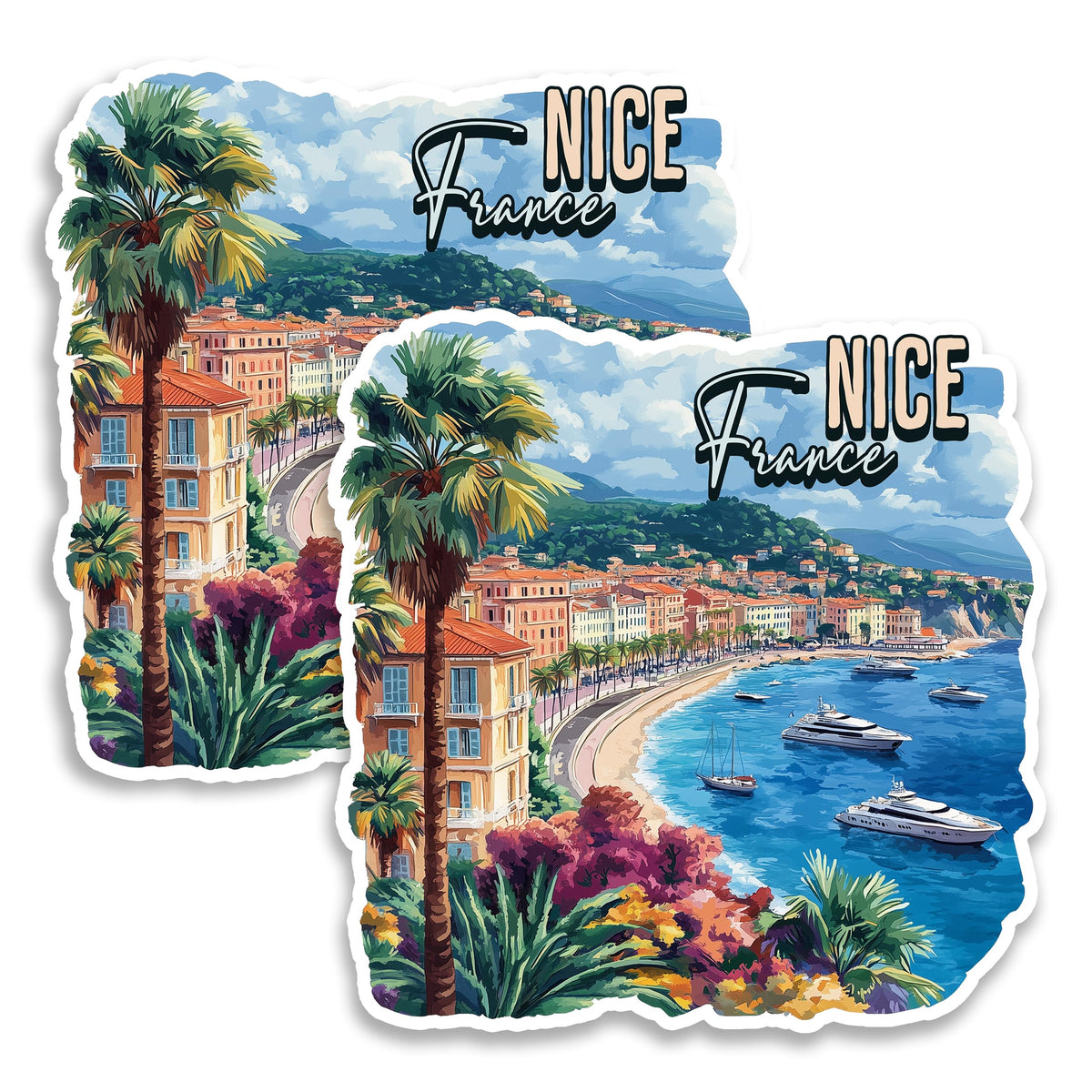 Nice France Magnet 4 Inch 2-Pack French Riviera Beach – Strong Vinyl Decorative Travel Magnets for Fridge Locker Kitchen Office – Cute Fun Aesthetic Cool Durable & Long-Lasting Souvenir ID44999