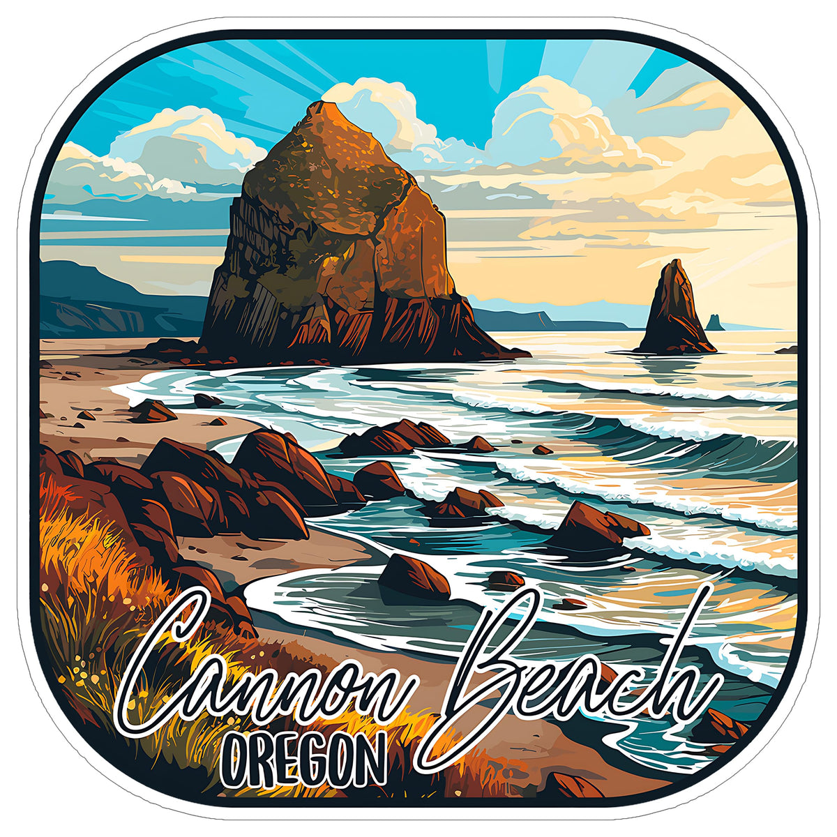 Cannon Beach Oregon Sticker 4 Inch — Waterproof Vinyl Decal Ocean Coastal