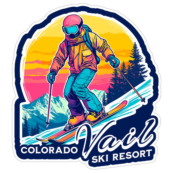 Vail Ski Resort Colorado Sticker 4 Inch City Travel Souvenir Destination - Waterproof Vinyl Decal for Laptop Water Bottle Car Tumbler - Durable Aesthetic Long-Lasting Stickers for Adults ID44990