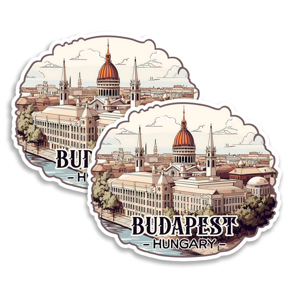Budapest Hungary Travel Magnet 4 Inch 2-Pack Pearl Danube – Strong Vinyl Decorative Travel Magnets for Fridge Locker Kitchen Office – Cute Fun Aesthetic Cool Durable & Long-Lasting Souvenir ID44999