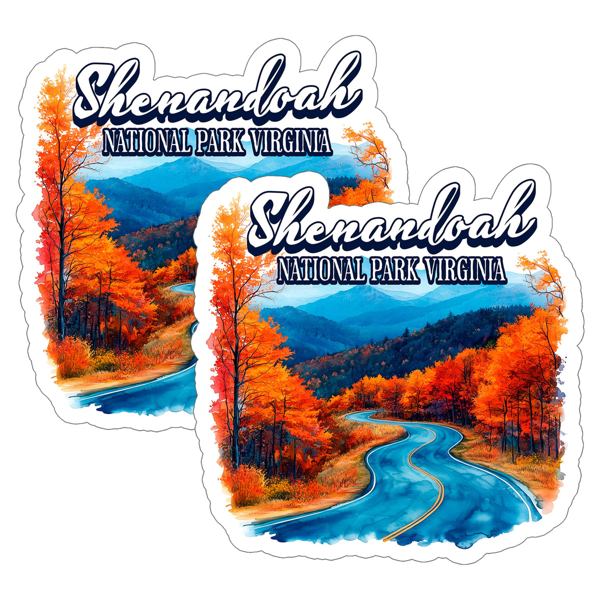 Shenandoah National Park Virginia Sticker 4 Inch 2-Pack - Waterproof Vinyl Decal for Laptop Water Bottle Car Tumbler - Durable Aesthetic Long-Lasting Stickers for Adults ID45039