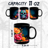 Day of the Dead Mug 11oz — Black Ceramic Dia De Los Muertos Coffee Mug 2