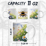Bee Mug 11oz — White Ceramic Honey Bumblebee Coffee Mug 2