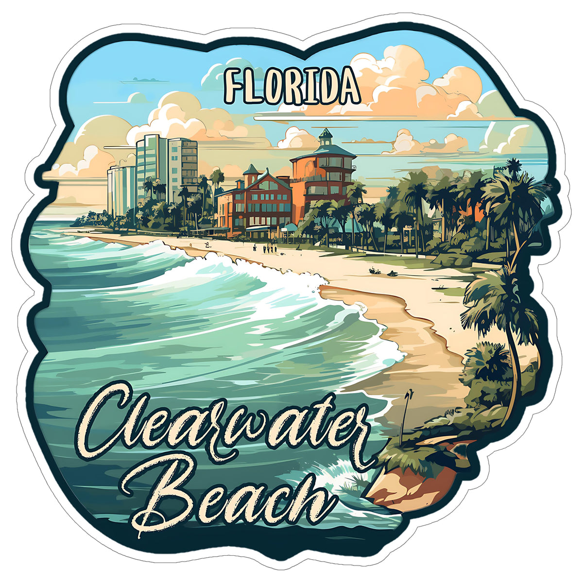 Clearwater Beach Florida Sticker 4 Inch — Waterproof Vinyl Decal Ocean Coastal