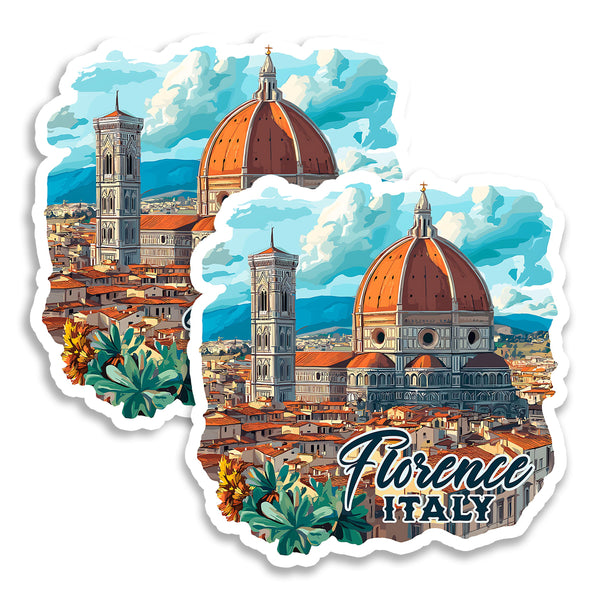 Florence Italy Travel Magnet 4 Inch 2-Pack Renaissance City – Strong Vinyl Decorative Travel Magnets for Fridge Locker Kitchen Office – Cute Fun Aesthetic Cool Durable & Long-Lasting Souvenir ID44999