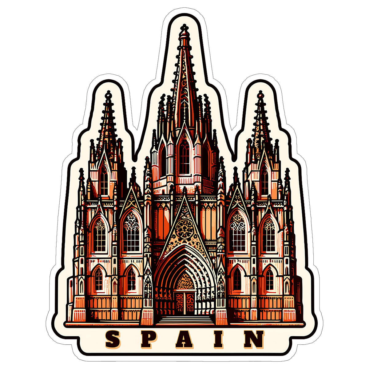 Spain Sticker 4 Inch City Travel Souvenir Destination - Waterproof Vinyl Decal for Laptop Water Bottle Car Tumbler - Durable Aesthetic Long-Lasting Stickers for Adults ID44990